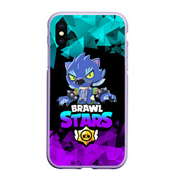 Чехол iPhone XS Max матовый Brawl stars leon оборотень, цвет: 3D-светло-сиреневый