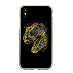 Чехол iPhone XS Max матовый Тираннозавр Рекс, цвет: 3D-салатовый