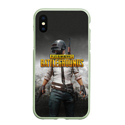 Чехол iPhone XS Max матовый PUBG, цвет: 3D-салатовый