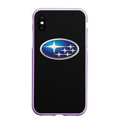 Чехол iPhone XS Max матовый SUBARU, цвет: 3D-сиреневый