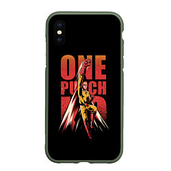 Чехол iPhone XS Max матовый ONE-PUNCH MAN, цвет: 3D-темно-зеленый