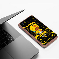 Чехол iPhone XS Max матовый Brawl Stars Leon Duck, цвет: 3D-коричневый — фото 2