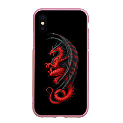 Чехол iPhone XS Max матовый Red Dragon, цвет: 3D-розовый