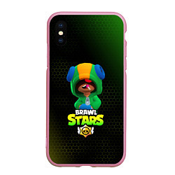 Чехол iPhone XS Max матовый BRAWL STARS Leon, цвет: 3D-розовый