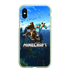 Чехол iPhone XS Max матовый Minecraft Майнкрафт, цвет: 3D-салатовый