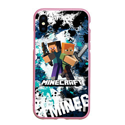 Чехол iPhone XS Max матовый Minecraft Майнкрафт, цвет: 3D-розовый