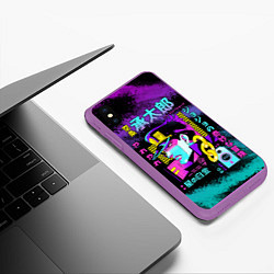Чехол iPhone XS Max матовый Приключения ДжоДжо, цвет: 3D-фиолетовый — фото 2