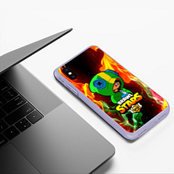 Чехол iPhone XS Max матовый BRAWL STARS LEON, цвет: 3D-светло-сиреневый — фото 2