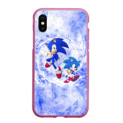 Чехол iPhone XS Max матовый Sonic, цвет: 3D-малиновый