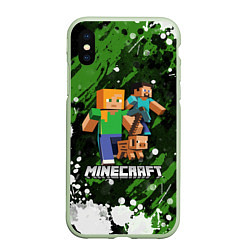 Чехол iPhone XS Max матовый Minecraft Майнкрафт, цвет: 3D-салатовый