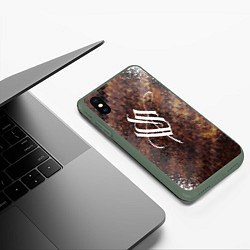 Чехол iPhone XS Max матовый Stigmata logo, цвет: 3D-темно-зеленый — фото 2