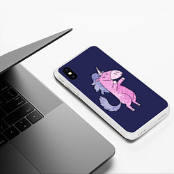 Чехол iPhone XS Max матовый Единорог на задних лапах, цвет: 3D-белый — фото 2