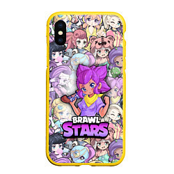 Чехол iPhone XS Max матовый BrawlStars Girls Oko, цвет: 3D-желтый