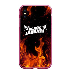 Чехол iPhone XS Max матовый Black Sabbath, цвет: 3D-малиновый