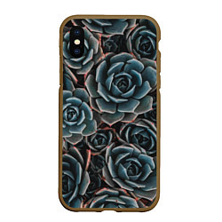 Чехол iPhone XS Max матовый Цветы Розы, цвет: 3D-коричневый