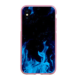 Чехол iPhone XS Max матовый СИНИЙ ОГОНЬ, цвет: 3D-розовый