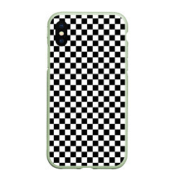 Чехол iPhone XS Max матовый Шахматка мелкая, цвет: 3D-салатовый