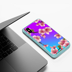 Чехол iPhone XS Max матовый САКУРА ВИШНЯ, цвет: 3D-мятный — фото 2