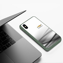 Чехол iPhone XS Max матовый CHEVROLET, цвет: 3D-темно-зеленый — фото 2