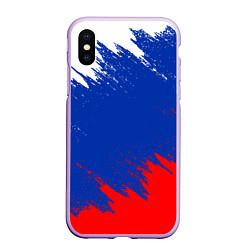 Чехол iPhone XS Max матовый РОССИЯ ТРИКОЛОР, цвет: 3D-сиреневый