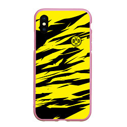 Чехол iPhone XS Max матовый FC Borussia, цвет: 3D-розовый