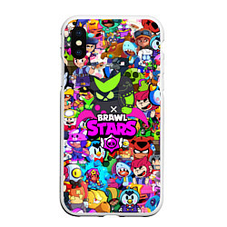 Чехол iPhone XS Max матовый BRAWL STARS:8 BIT VIRUS, цвет: 3D-белый