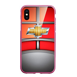 Чехол iPhone XS Max матовый CHEVROLET, цвет: 3D-малиновый