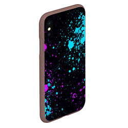 Чехол iPhone XS Max матовый БРЫЗГИ КРАСКИ NEON, цвет: 3D-коричневый — фото 2