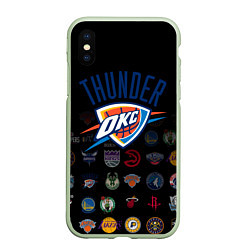 Чехол iPhone XS Max матовый Oklahoma City Thunder 2, цвет: 3D-салатовый