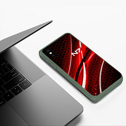 Чехол iPhone XS Max матовый MASS EFFECT N7, цвет: 3D-темно-зеленый — фото 2