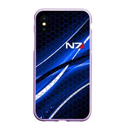 Чехол iPhone XS Max матовый MASS EFFECT N7, цвет: 3D-сиреневый