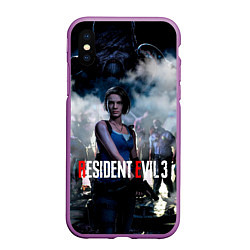 Чехол iPhone XS Max матовый RESIDENT EVIL 3, цвет: 3D-фиолетовый