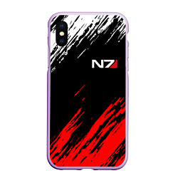 Чехол iPhone XS Max матовый MASS EFFECT N7, цвет: 3D-сиреневый