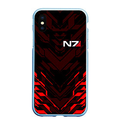 Чехол iPhone XS Max матовый MASS EFFECT N7, цвет: 3D-голубой