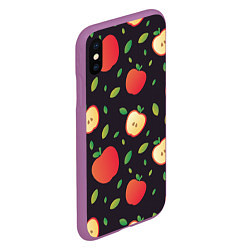Чехол iPhone XS Max матовый Яблочный узор, цвет: 3D-фиолетовый — фото 2
