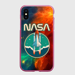 Чехол iPhone XS Max матовый NASA, цвет: 3D-малиновый