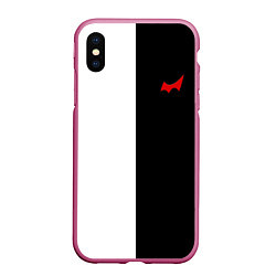 Чехол iPhone XS Max матовый Monokuma, цвет: 3D-малиновый