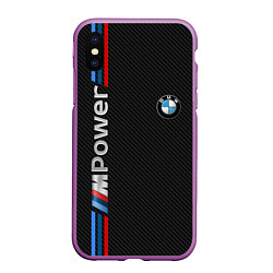 Чехол iPhone XS Max матовый BMW POWER CARBON, цвет: 3D-фиолетовый