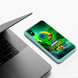 Чехол iPhone XS Max матовый Space Leon Brawl Stars, цвет: 3D-мятный — фото 2