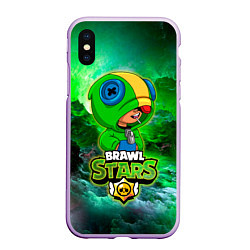 Чехол iPhone XS Max матовый Space Leon Brawl Stars, цвет: 3D-сиреневый