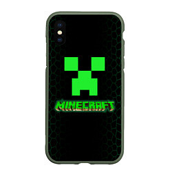 Чехол iPhone XS Max матовый Minecraft, цвет: 3D-темно-зеленый