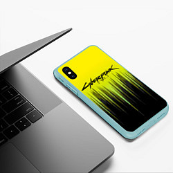 Чехол iPhone XS Max матовый CYBERPUNK 2077, цвет: 3D-мятный — фото 2