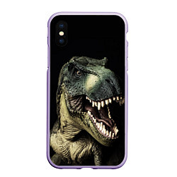 Чехол iPhone XS Max матовый Динозавр T-Rex, цвет: 3D-светло-сиреневый