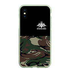 Чехол iPhone XS Max матовый Пограничные Войска камуфляж, цвет: 3D-салатовый