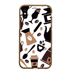 Чехол iPhone XS Max матовый Coffee, цвет: 3D-коричневый