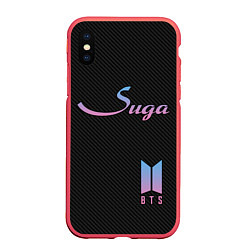 Чехол iPhone XS Max матовый BTS Suga, цвет: 3D-красный