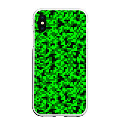 Чехол iPhone XS Max матовый КАМУФЛЯЖ GREEN, цвет: 3D-белый