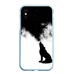 Чехол iPhone XS Max матовый Galaxy wolf, цвет: 3D-голубой