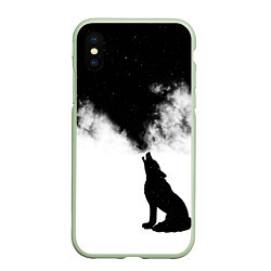 Чехол iPhone XS Max матовый Galaxy wolf, цвет: 3D-салатовый