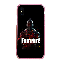 Чехол iPhone XS Max матовый Fortnite Black Knight, цвет: 3D-розовый